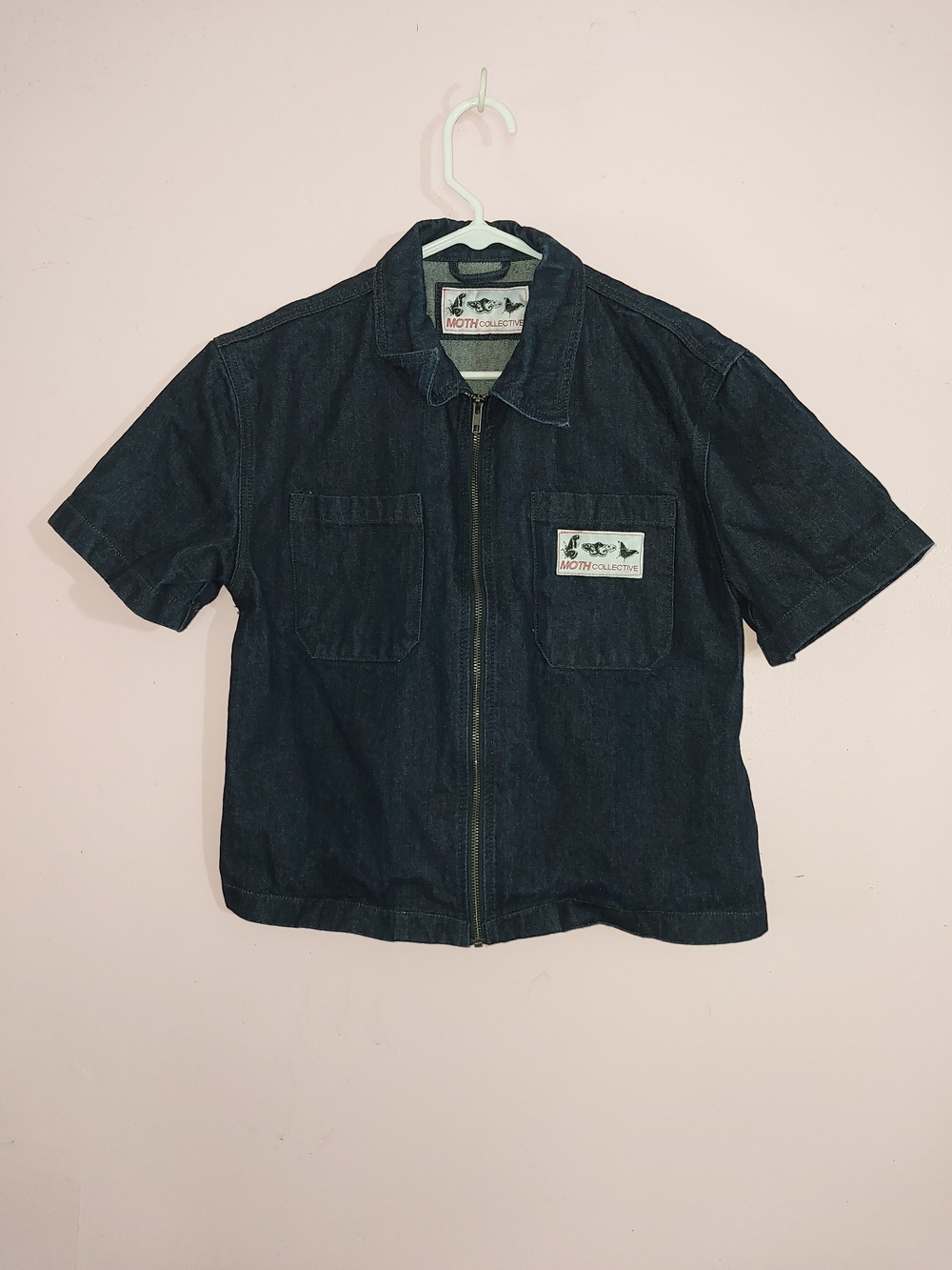 Moth Collective New Without Tags Dark Denim Zip-Front  Shirt Jacket - Navy